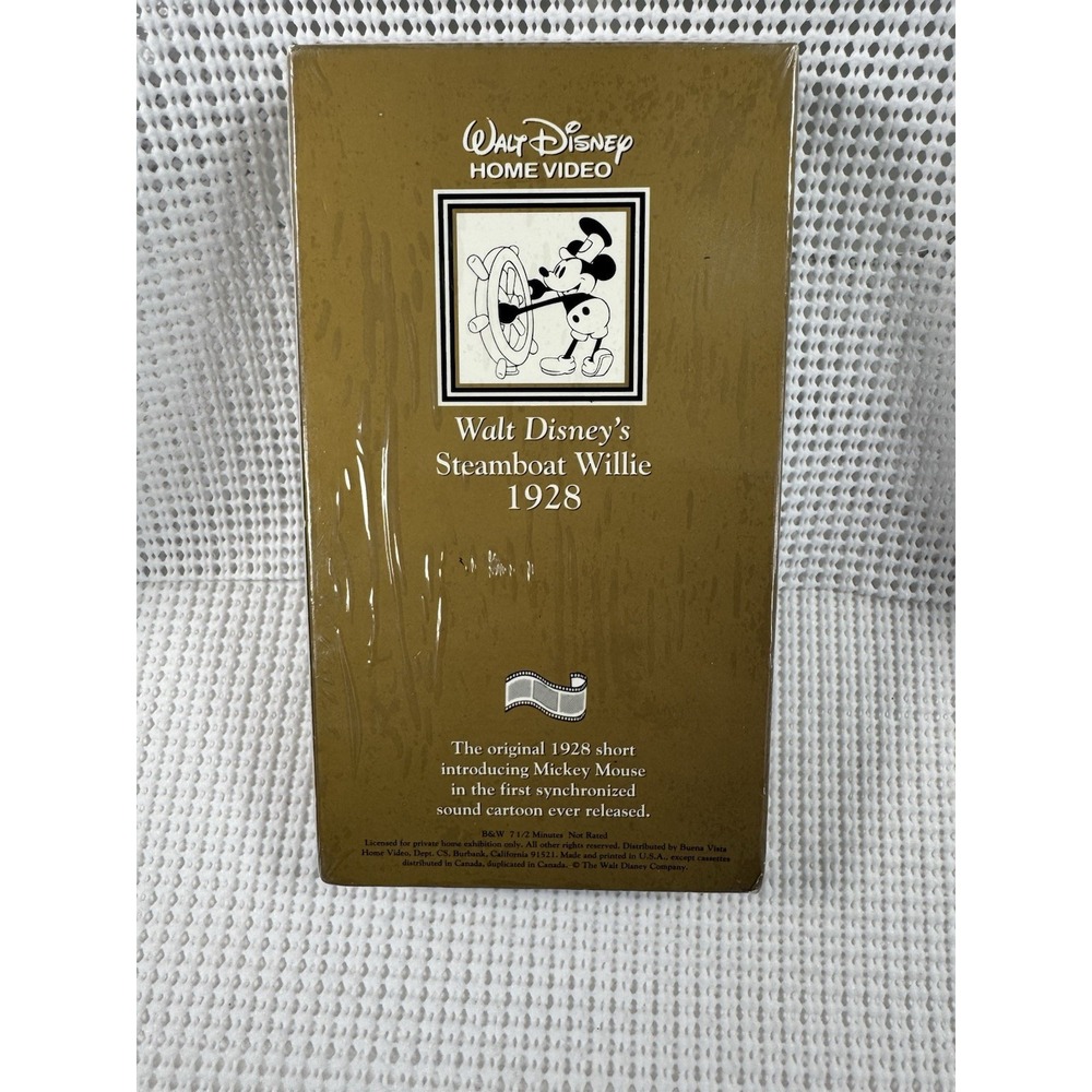 Walt Disney Steamboat Willie 1928 VHS Sealed Fully Restored Gold Slipcover Rare